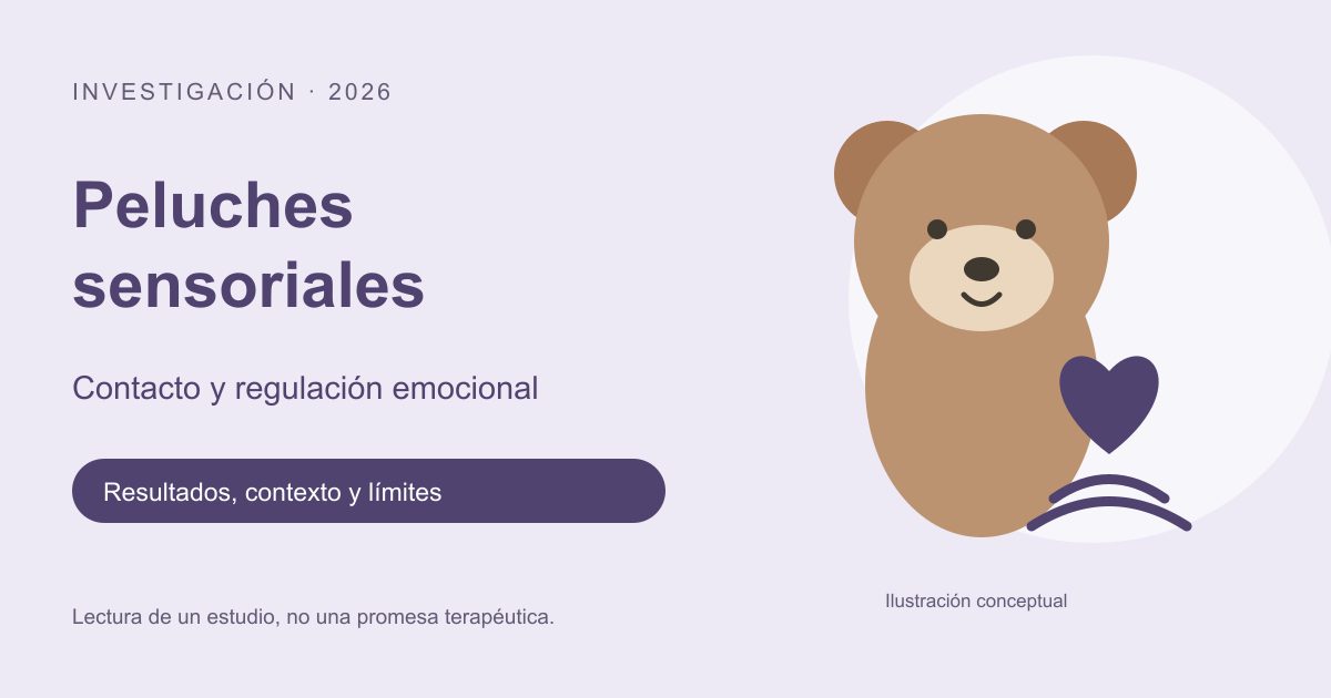 Ilustración conceptual de un peluche y ondas de contacto; no es una fotografía de Purrble.